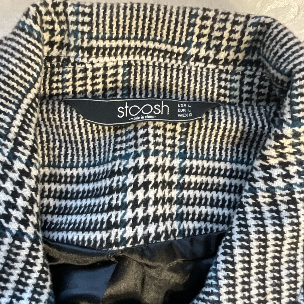 Stoosh Houndstooth Tweed Moto Jacket - Black & White Plaid - size large - Picture 7 of 8